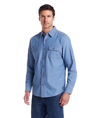 Weatherproof Vintage Men's Roll Up Sleeve Ripstop Denim Shirt