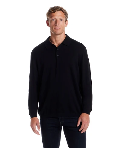 Weatherproof Vintage Men's Cotton Cashmere Long Sleeve Polo Sweater