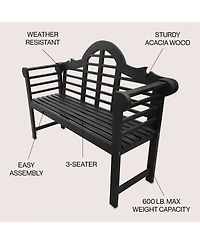 Lutyens 51.2" 3-Seat Arched 600-Lbs Support Acacia Wood Outdoor Garden Patio Bench