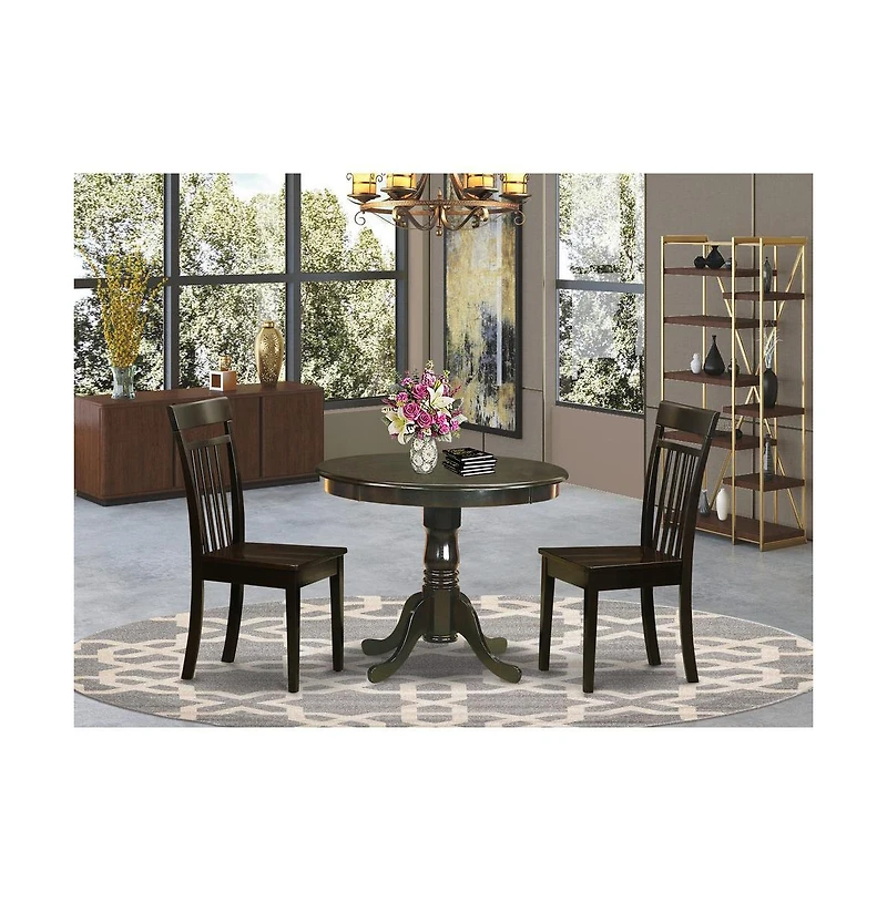 East West Furniture 3 Pc Kitchen Table set-Kitchen Table and 2 Dining Chairs