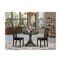 East West Furniture 3 Pc Kitchen Table set-Kitchen Table and 2 Dining Chairs