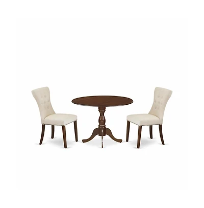East West Furniture 3 Piece Modern Dining Table Set