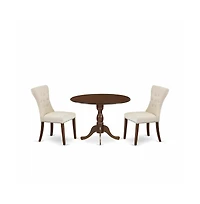 East West Furniture 3 Piece Modern Dining Table Set