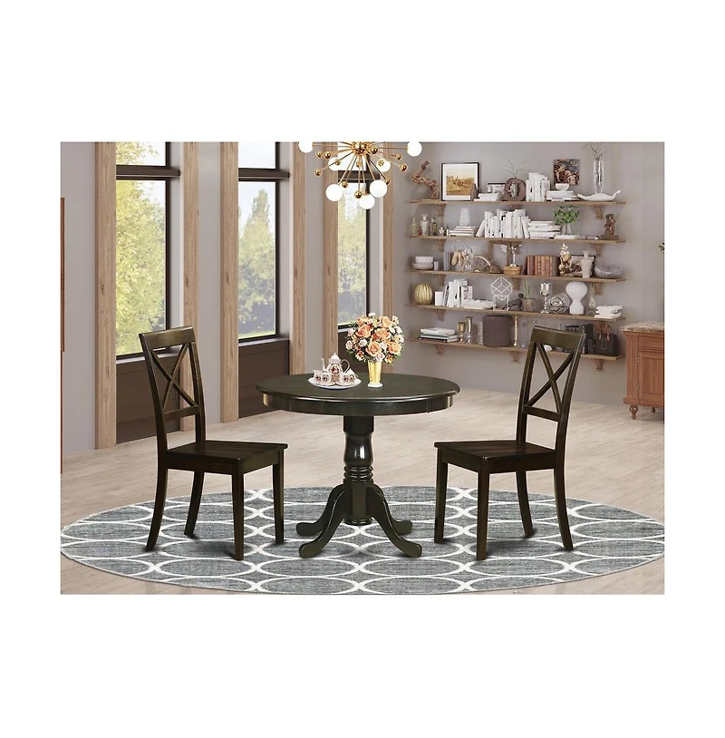 East West Furniture 3 Pc Kitchen Table set- Table plus 2 Dining Chairs