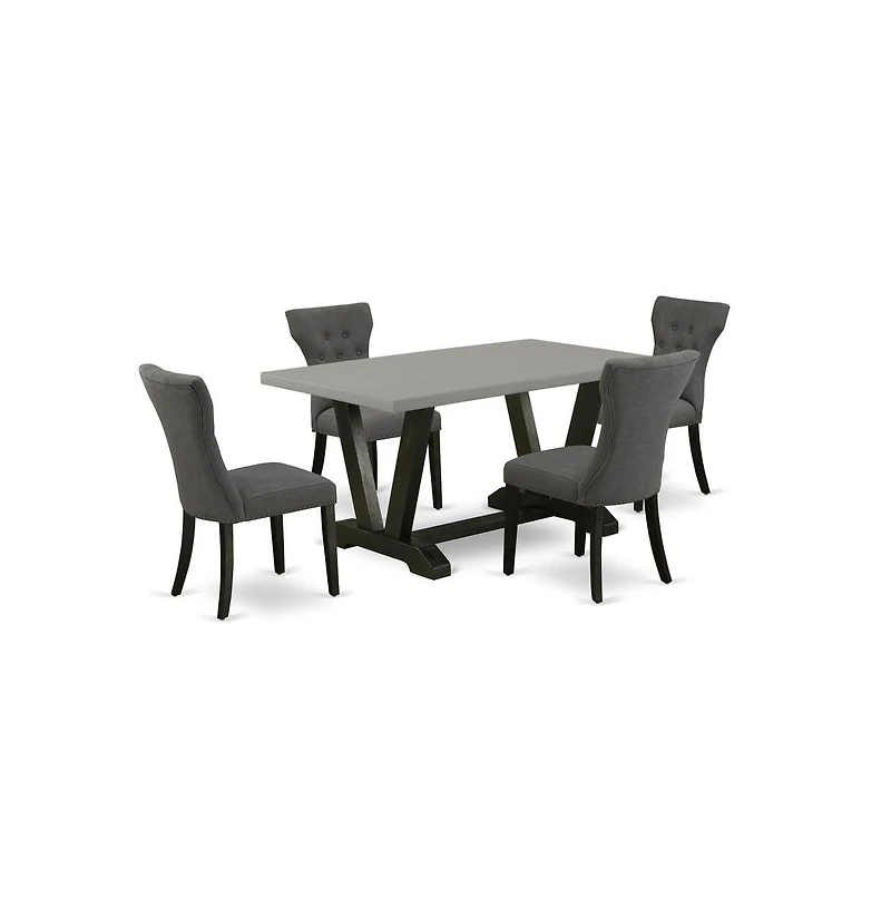 East West Furniture 5-Piece Kitchen Dinette Set Included 4 Kitchen Dining chairs Upholstered Seat and High Button Tufted Chair Back and Rectangular Ta