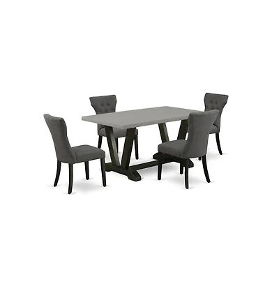 East West Furniture 5-Piece Kitchen Dinette Set Included 4 Kitchen Dining chairs Upholstered Seat and High Button Tufted Chair Back and Rectangular Ta