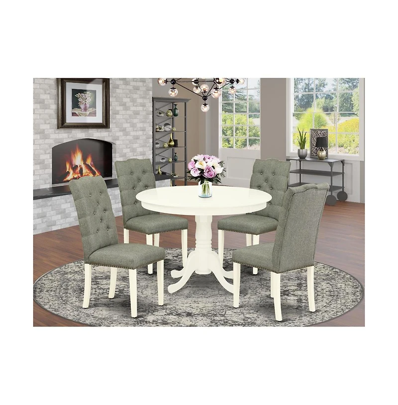East West Furniture Dining Room Set Linen White