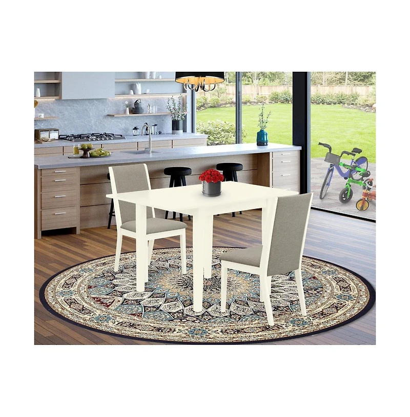 East West Furniture Dining Room Set Linen White