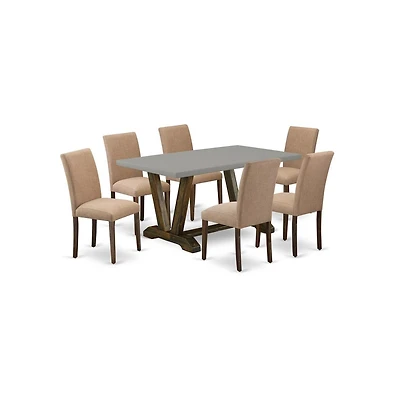 East West Furniture 7-Pc Dining Set Includes 6 Modern Dining Chairs with Upholstered Seat and High Back and a Rectangular Breakfast Table