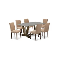 East West Furniture 7-Pc Dining Set Includes 6 Modern Dining Chairs with Upholstered Seat and High Back and a Rectangular Breakfast Table