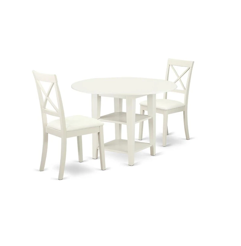 East West Furniture Dining Room Set Linen White