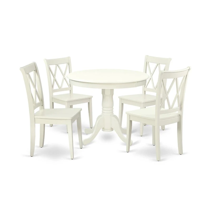 East West Furniture Dining Room Set Linen White