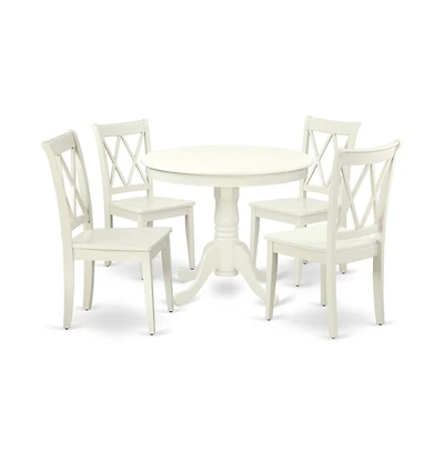 East West Furniture Dining Room Set Linen White