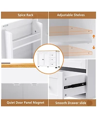 Maison Boucle 74.8" Expandable Kitchen Island with Slide-Out Table, Drawers & Usb Outlet-Maison Boucle