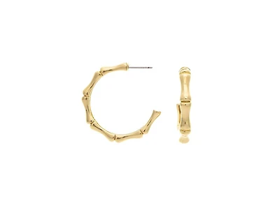 Rivka Friedman 18K Gold-Plated Bamboo Motif Hoop Earrings