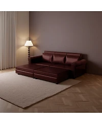 Maison Boucle 93.7" Faux Leather King Pull Out Sofa Bed, 3-in-1 Convertible Sleeper Couch with Rolled Arms & Nailhead Trim for Living Room-Maison Bouc