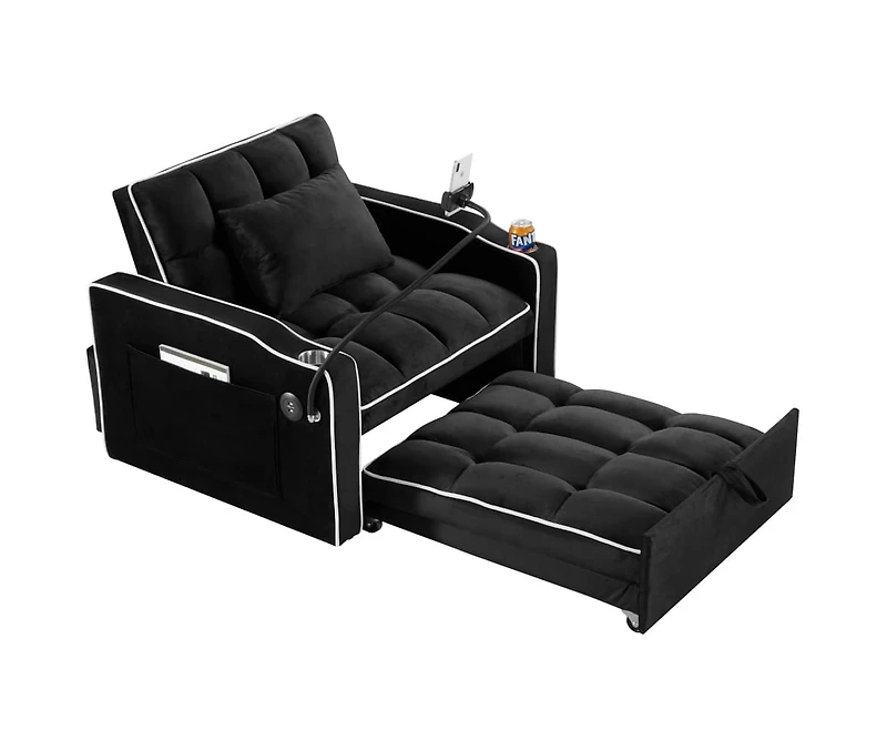 Maison Boucle Tufted Twin Daybed with Pull-Out Trundle, Upholstered Sofa Bed Arms for Small Spaces or Living Room-Maison
