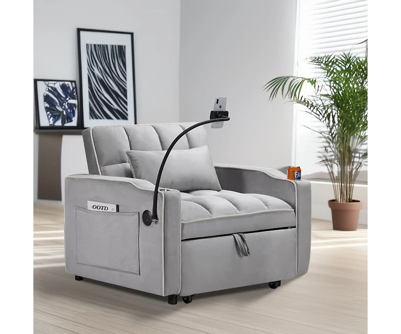 Maison Boucle Tufted Twin Daybed with Pull-Out Trundle, Upholstered Sofa Bed with Arms for Small Spaces or Living Room-Maison Boucle