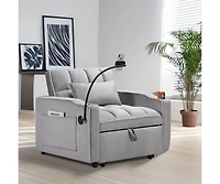 Maison Boucle Tufted Twin Daybed with Pull-Out Trundle, Upholstered Sofa Bed with Arms for Small Spaces or Living Room-Maison Boucle