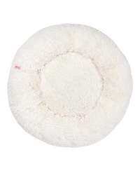The Licker Store Maisie Bohemian Glam Faux Fur Round Fluffy Calming Donut Pet Bed with Washable Cover