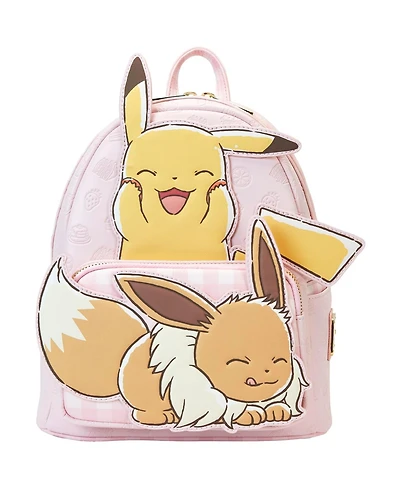 Pokemon Loungefly Pink Pokemon 3D Pikachu & Eevee Mini Faux Leather Backpack