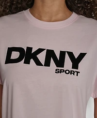 Dkny Women's Flocked Logo Drop Shoulder T-Shirt