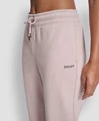 Dkny Women's Rhinestone Logo Cuffed Jogger