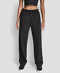 Dkny Women's Flocked Logo Boyfriend Open Leg Pants