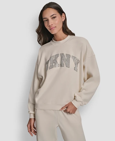 Dkny Women's Exploded Rhinestone Varsity Logo Sweatshirt