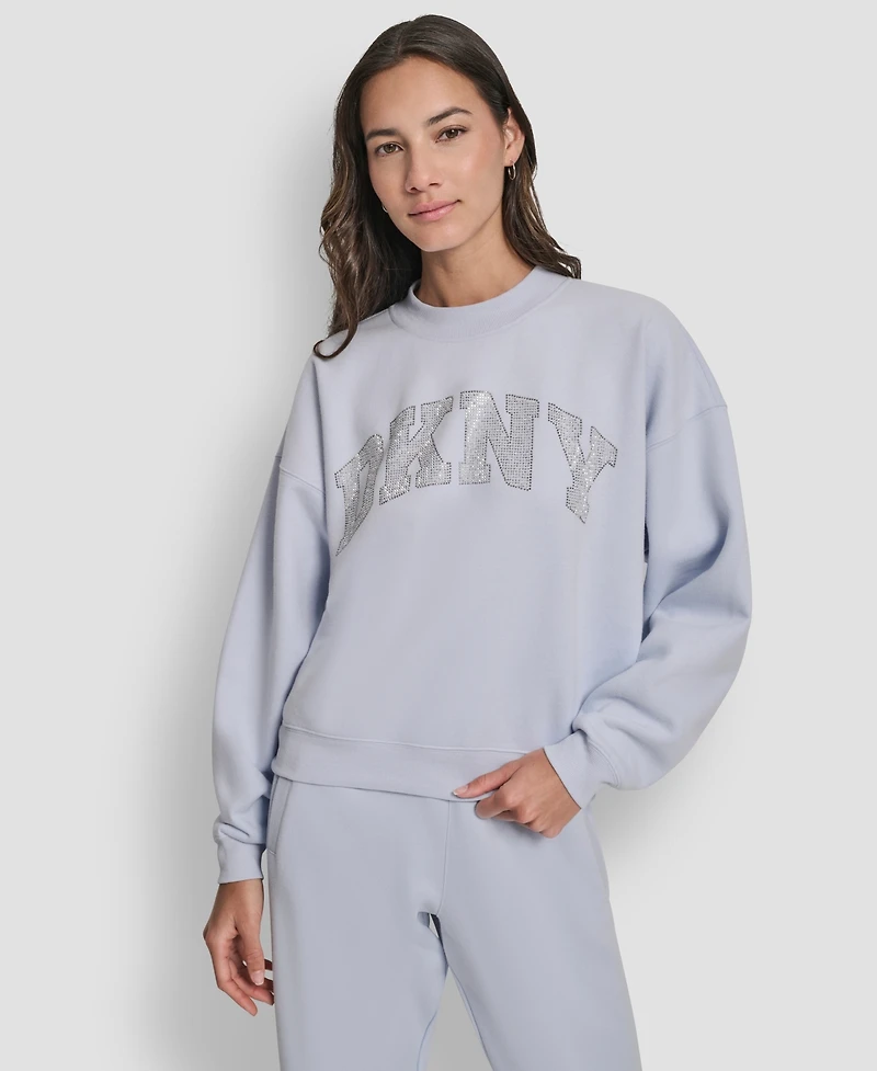 Dkny Women's Exploded Rhinestone Varsity Logo Sweatshirt