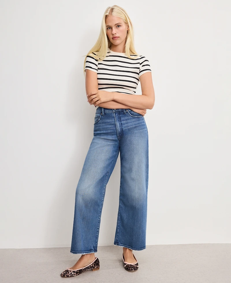 Good American Women's Waist Palazzo Cropped Jeans