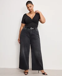 Good American Women's Skate Cropped Wide Leg Jeans