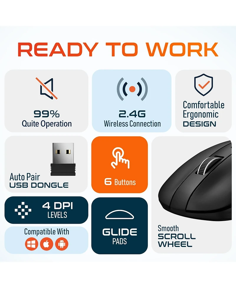 Delton S8 Optical Wireless Mouse, 6 Buttons, 3 Dpi Levels (DMS8-wb)
