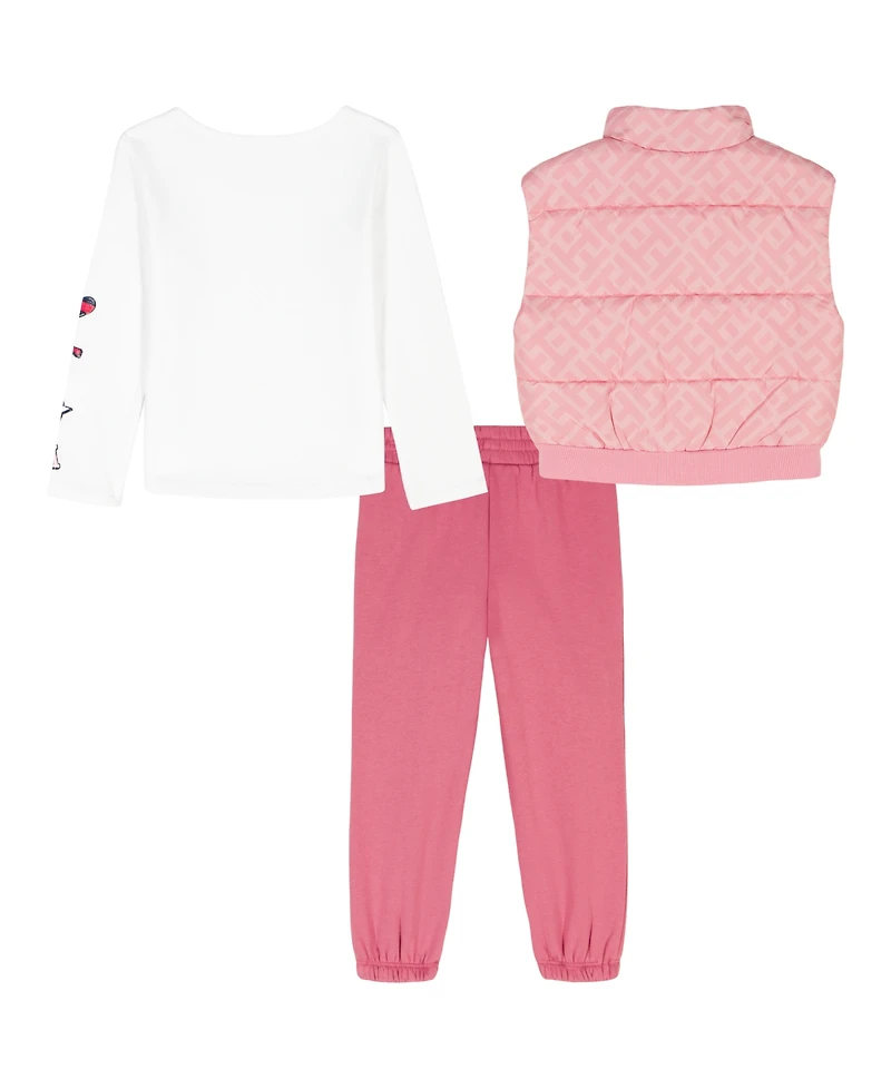 Tommy Hilfiger Girls 4-6X 3-Piece Vest, T-Shirt, and Joggers Set