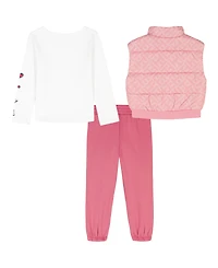 Tommy Hilfiger Girls 4-6X 3-Piece Vest, T-Shirt, and Joggers Set