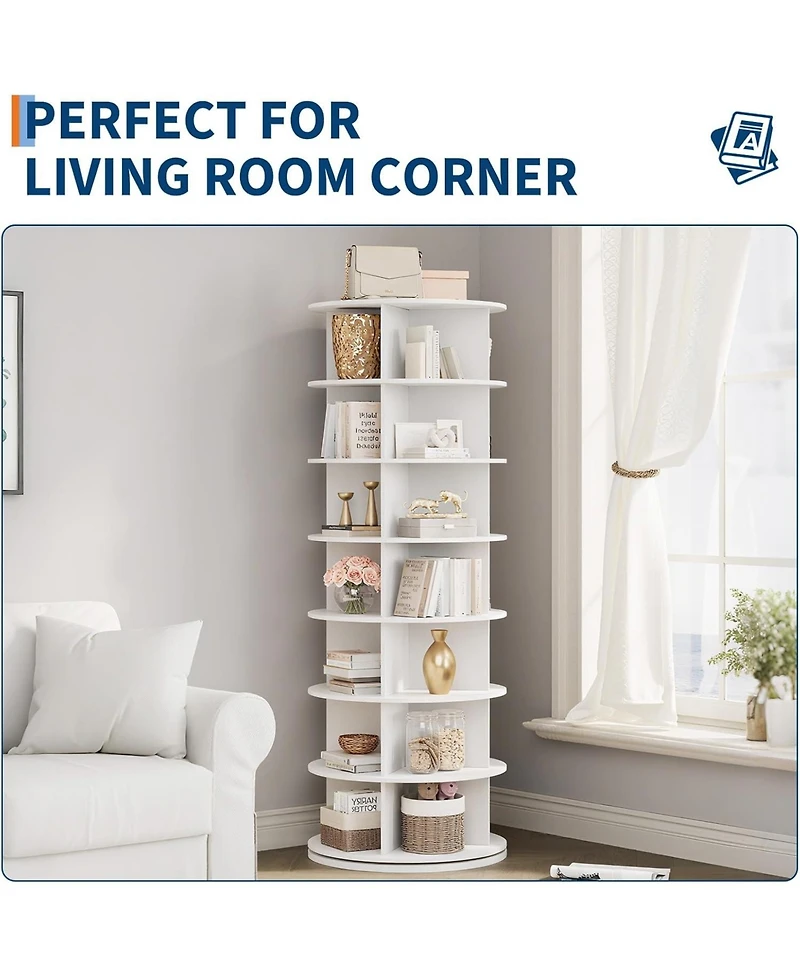 gaomon 7 Tier Rotating Shoe Rack Tower, 360° Revolving Free Standing Spinning Shoe Organizer, Vertical Spinning Shoes Display, Shoes Rack Storage