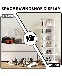 Rotating Shoe Rack Tower, 360° Spinning Shoe Organizer Rotating Shelf, Space-Saving Large Capacity Storage Round Carousel,Bookshelf, Handbag Hold
