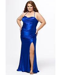 Sydney's Closet Women's Pleated Draped Sweetheart Neckline Slim Fitted Gown