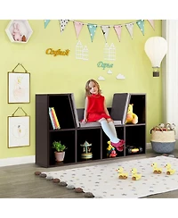 Costway 6 Cubby Kid Storage Cabinet Cushioned Bookcase Multi-Purpose Reading Shelf