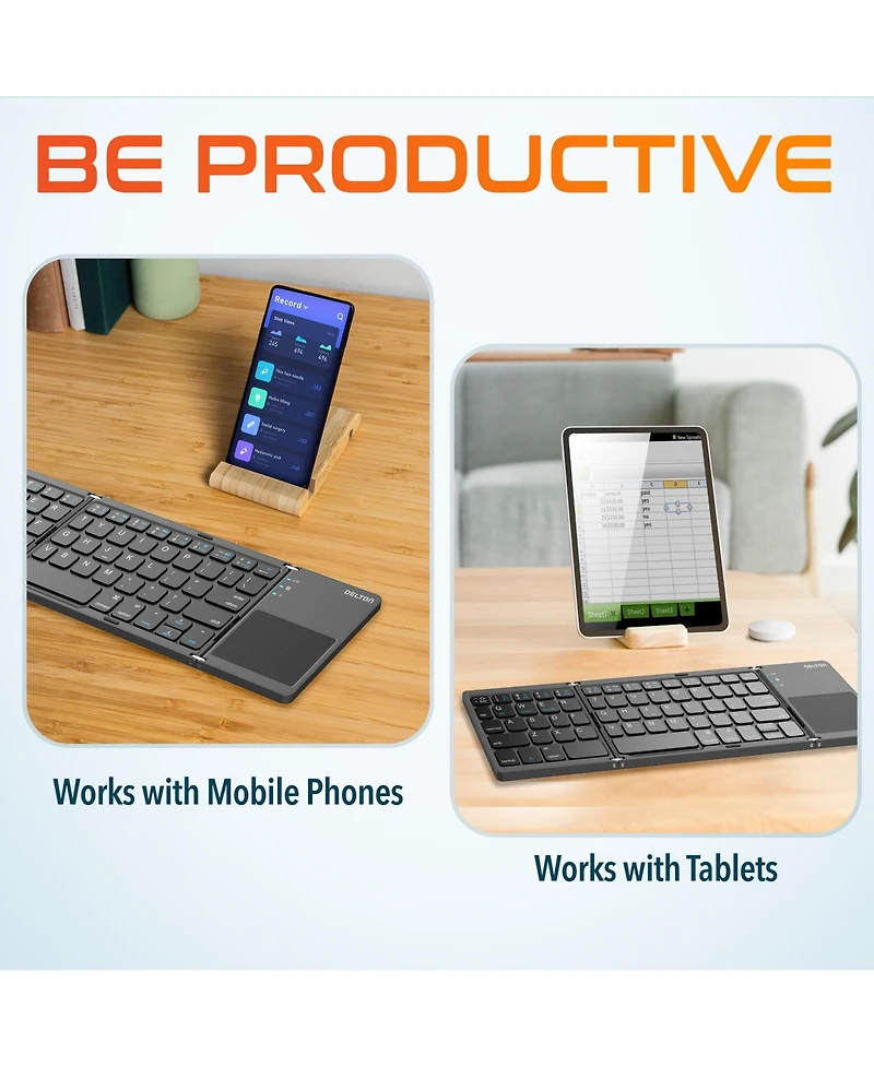 Delton F75 Portable Foldable Bluetooth Keyboard with Sensitive Touchpad (DKBF75)