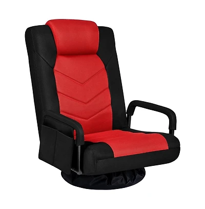 Yaheetech Reclining Swivel Floor Gaming Chair Black/ Red