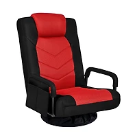 Yaheetech Reclining Swivel Floor Gaming Chair Black/ Red
