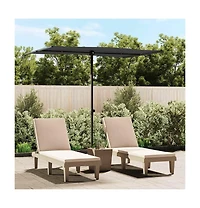 vidaXL Garden Parasol Black Polyester, Aluminum 6.6 x 4.9 ft Rotatable