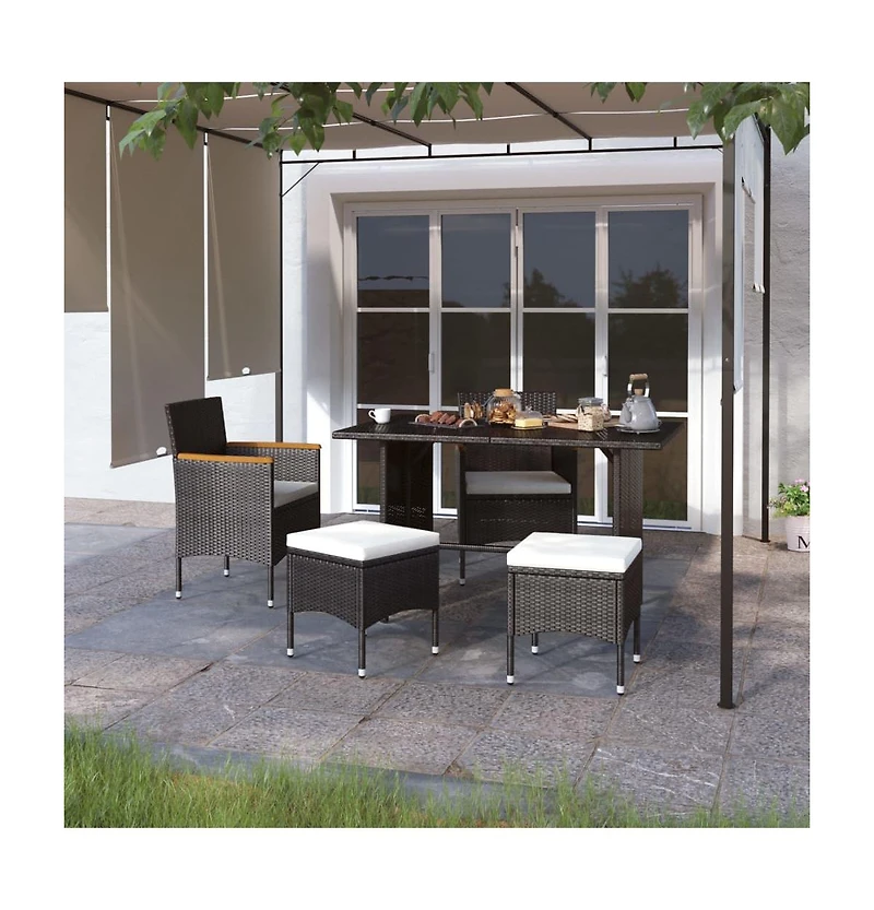 vidaXL 4 Piece Patio Chair and Stool Set Poly Rattan