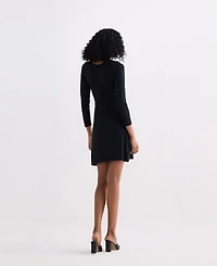Reistor Women's Long Sleeves Fitted Short Dress Black