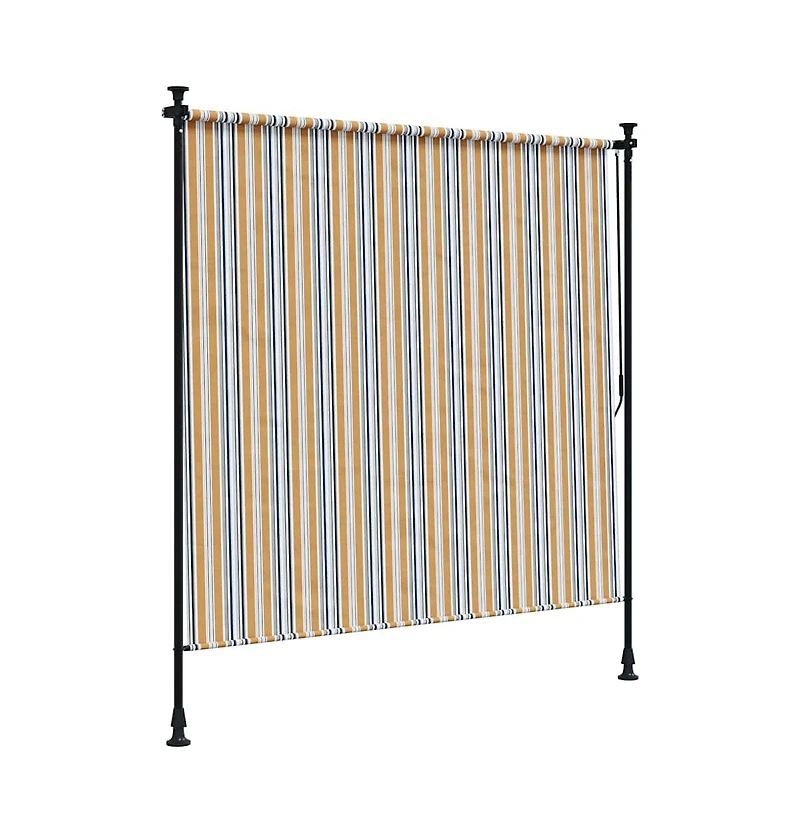 vidaXL Outdoor Roller Blind Yellow and White, Anthracite