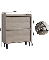 gaomon Shoe Cabinet with 2 Flip Drawers,Wooden Shoe Organizer Cabinet with Adjustable Shelf,Shoe Storage for Entryway, Grey