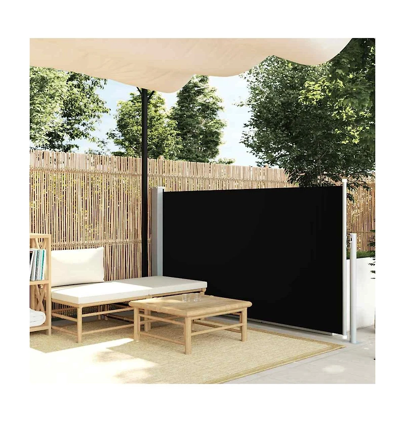 vidaXL Side Awning Black Steel frame, 100% polyester with Pu coating