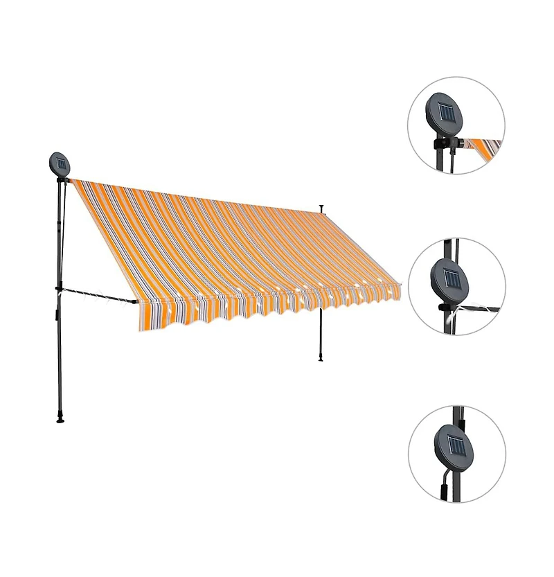 vidaXL Retractable Awning Yellow and Blue Polyester with Pu coating, Steel