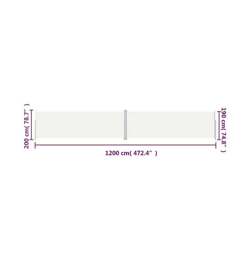 vidaXL Side Awning Cream Polyester with Pu coating, steel, aluminum Large